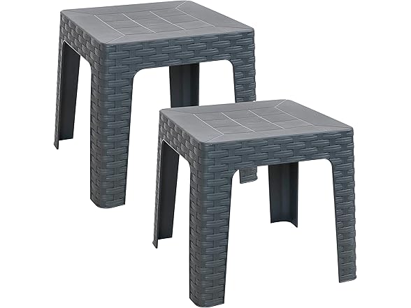 Sunnydaze Decor RBW-075-2PK 2 Gray Side Tables Grey