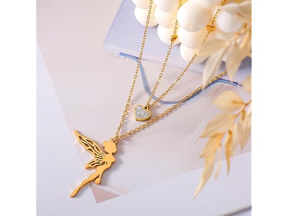 SABAAH Angel Pendant Necklace Gold