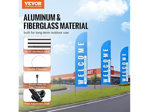 VEVOR Feather Flag Pole Kit, Swooper Flag Pole