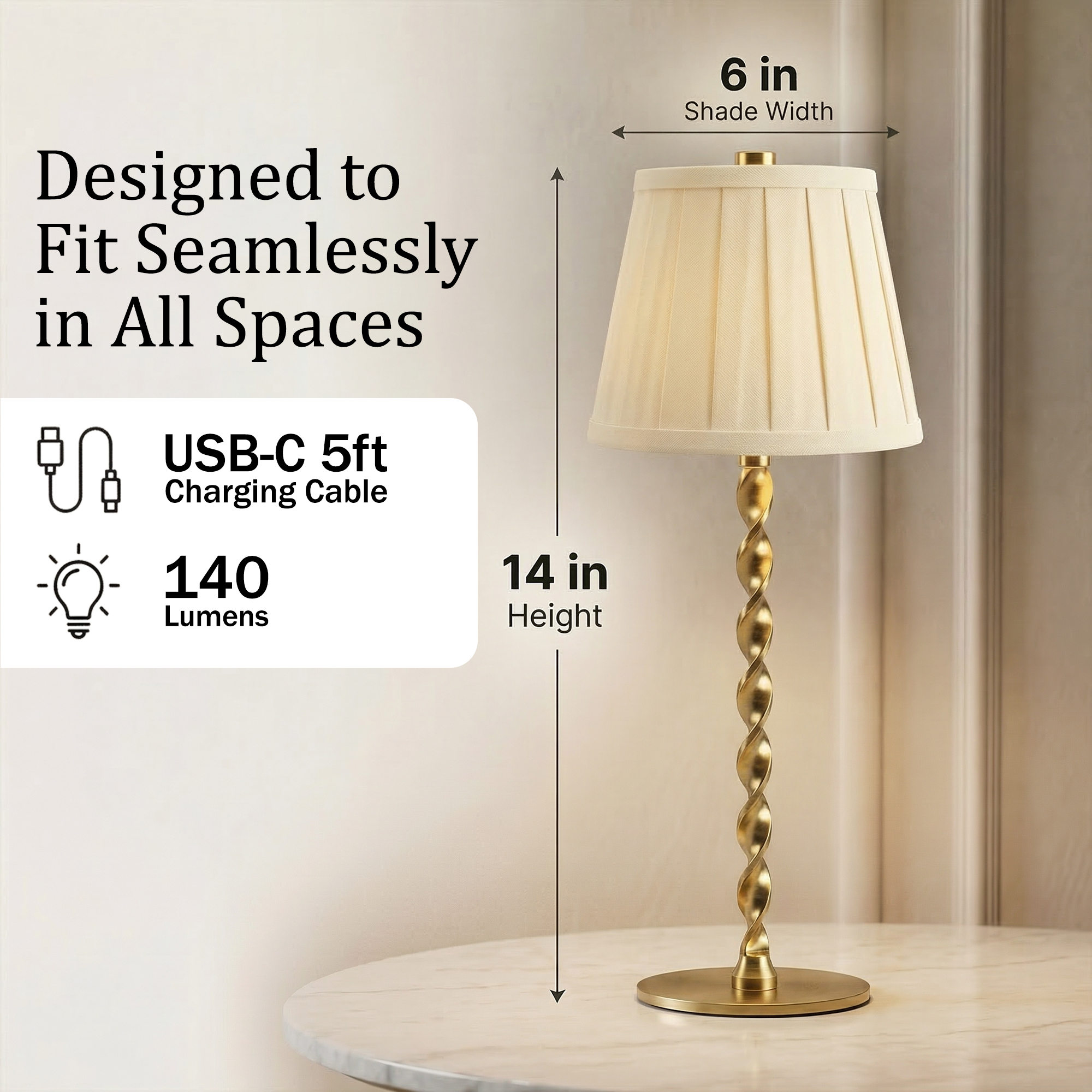Twist Stem Wide Pleated Lamp - Gallery 20