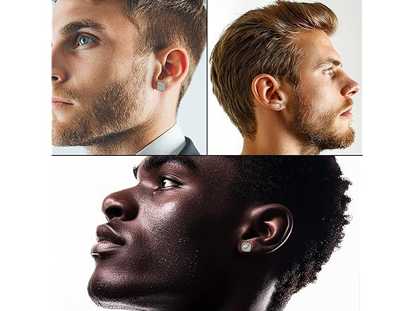 6 Pairs Sterling Silver Cubic Zirconia Studs