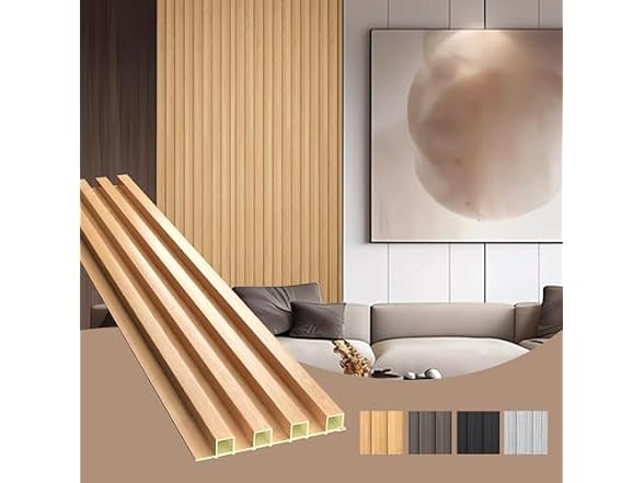 WPC Acoustic Slat Wall Paneling, 8-Pack