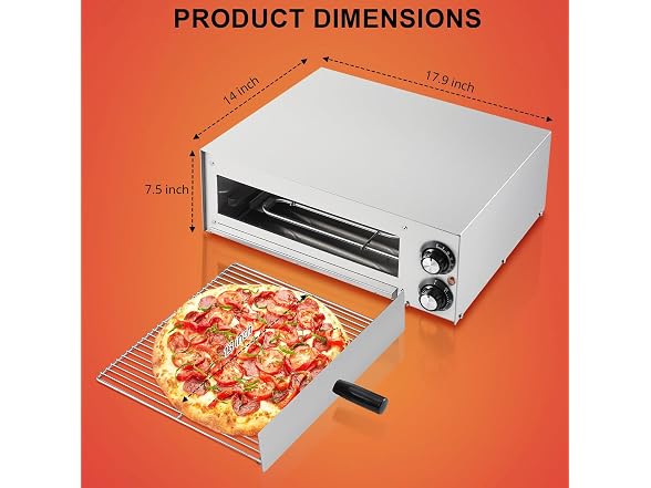 1100W Commercial Countertop Pizza Oven, 13 Inch 