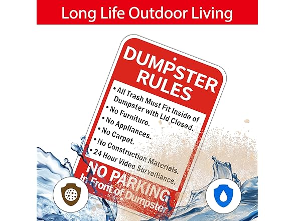 Dumpster Rules Sign 18x12 Reflective