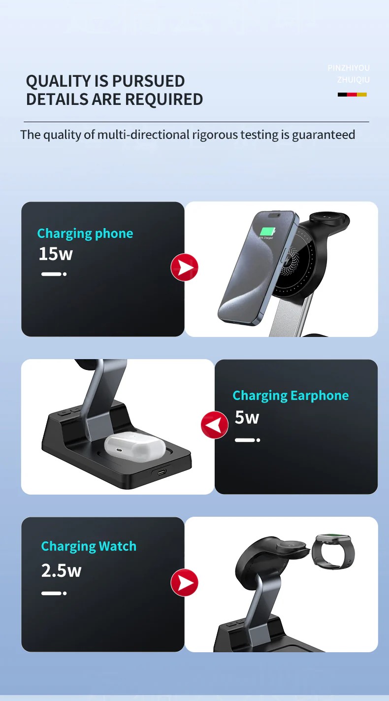 4in1 Wireless Charging Station w-Alarm - Gallery 18