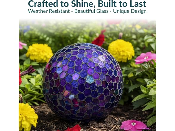 Sunnydaze 10" Mosaic Iridescent Purple Globe