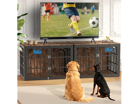 Tiovo 47 Inch Antique Walnut Dog Crate