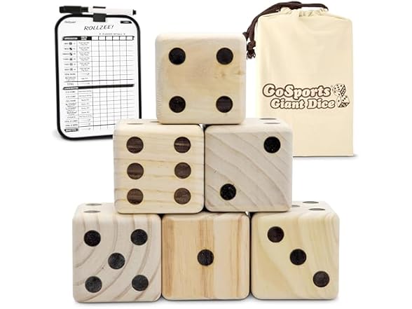 GoSports Giant Wood Playing Dice Set 3.5"