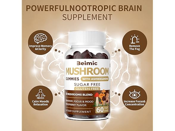 BEIMIC Mushroom Gummies w/Lions Mane, 120ct