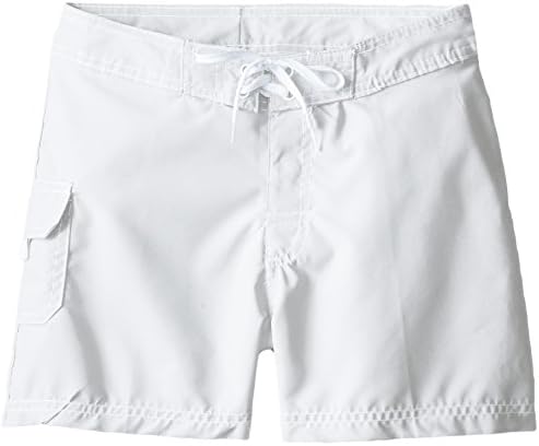 Kanu Surf Girls UPF 50+ Quick Dry Beach Coverup Boardshort, Sassy White Solid, X-Large (6X)