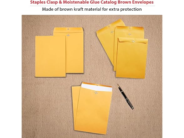 Staples 9 x 12 Kraft Clasp & Moistenable