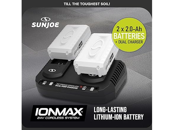 Sun Joe 24V Cordless Garden Tiller Cultivator Kit