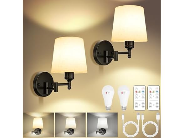Frideko Swing Arm Rechargeable Wall Sconces Set