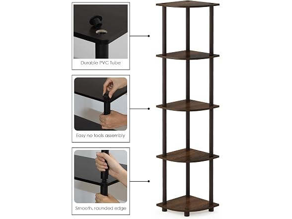 Furinno Wire Book Shelf, 5-Tier Walnut Cove