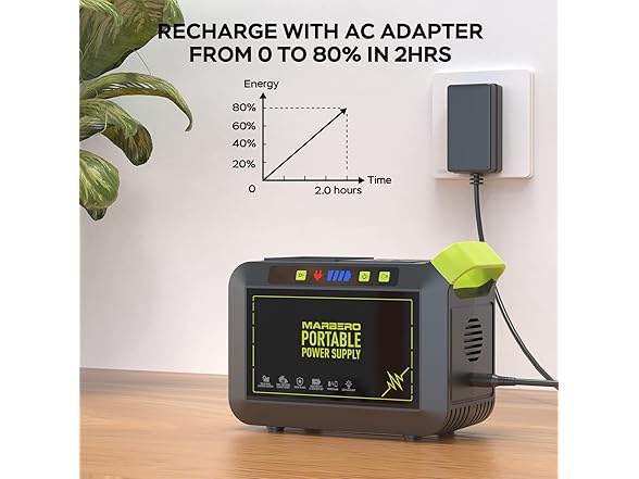 MARBERO Portable Power Station 88Wh Camping Lithium Battery Solar Generator Fast Charging with AC Outlet 120W Peak Power Bank(Solar Panel Optional) for Home Backup Outdoor Emergency RV Van Hunting (Open Box)