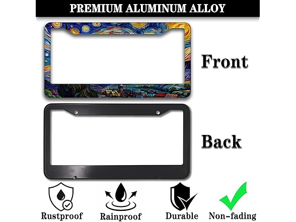 License Plate Frame Starry Night 2Pk