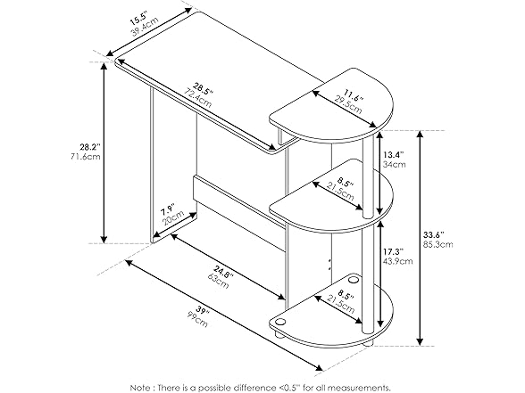 Furinno Compact Computer Desk with Shelves