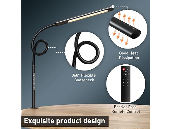 AmazLit Swing Arm Desk Light with Remote Control