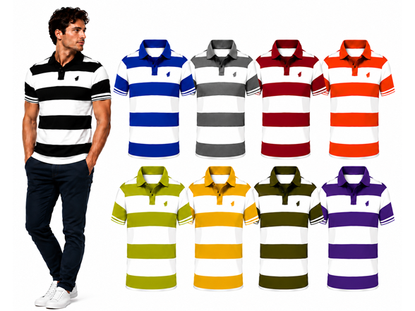 {4-Pack} Men's Striped Short Sleeve Polo Shirts (S-2XL)