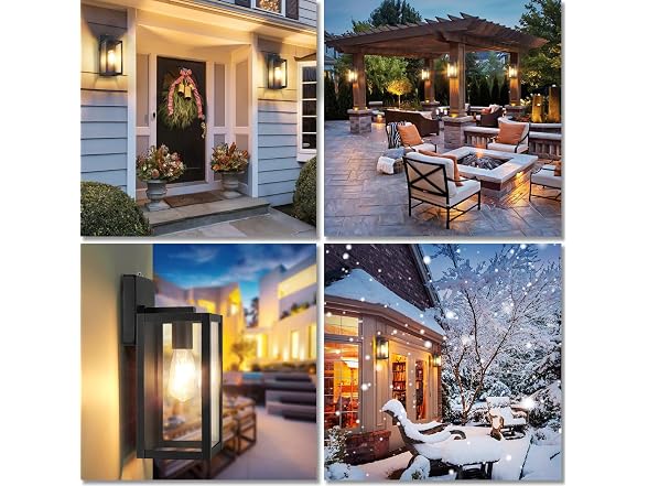 BesLowe usk to Dawn Outdoor Wall Lights, Black
