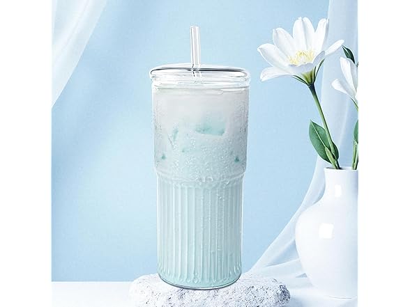 4 Pack Glass Cups with Lids