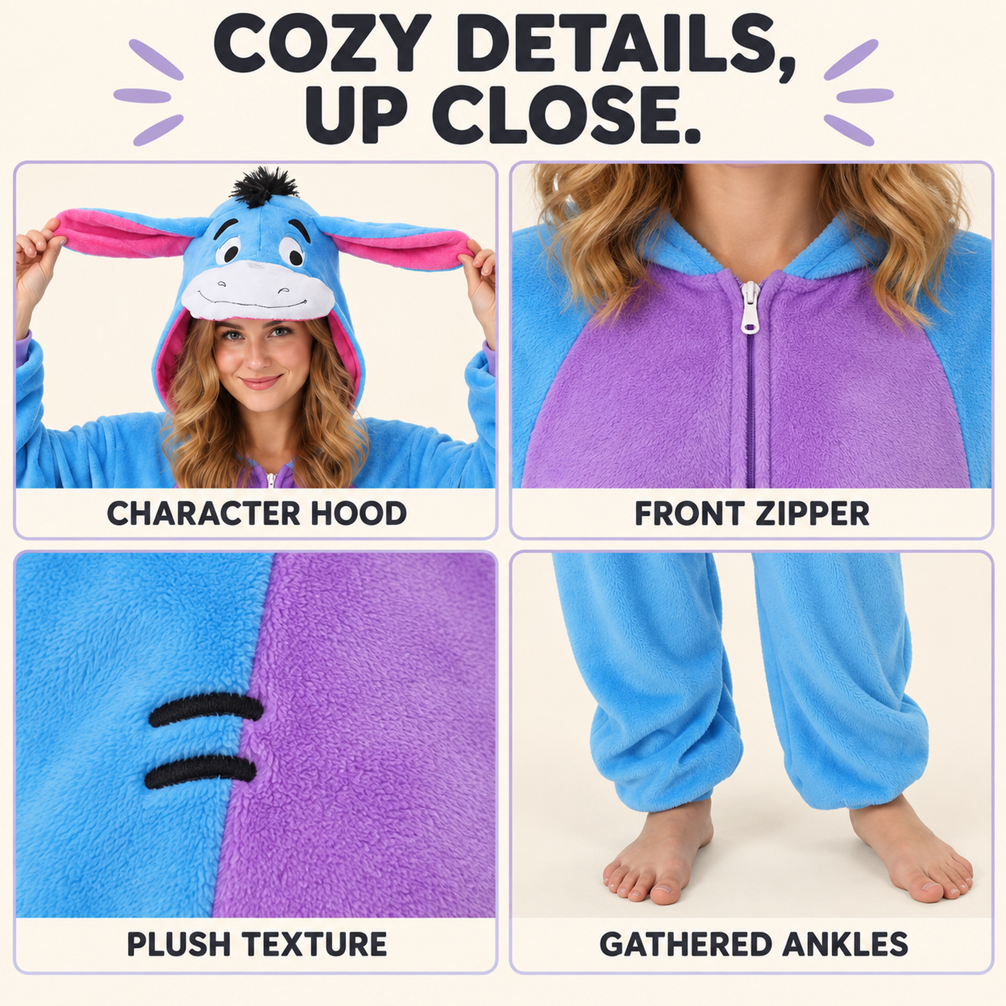 Adult Plush One Piece Animal Pajamas - Gallery 10