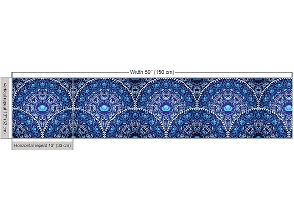 Ambesonne Blue Fabric by The Yard, Circular and Floral