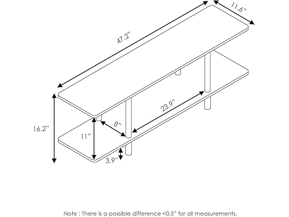 Furinno 2-Tier Shelf Black