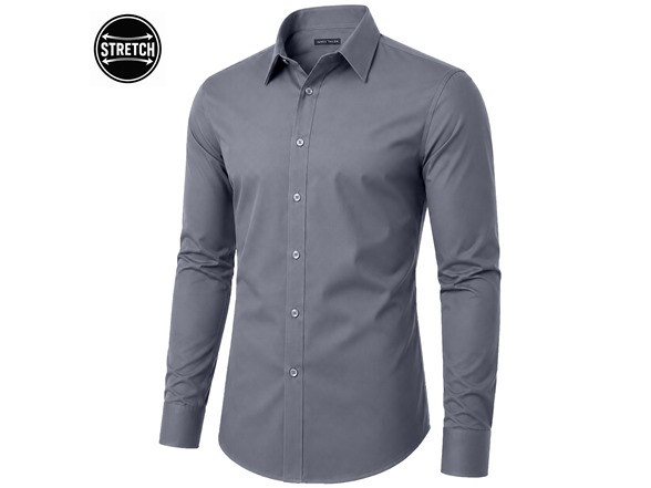 Mens L/S Stretch Dress Shirt - Gallery 6