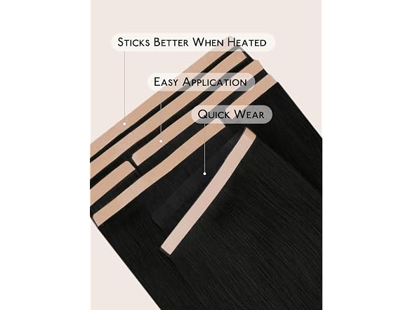 WENNALIFE Jet Black 18'' 7pcs Tape in Hair Extensions