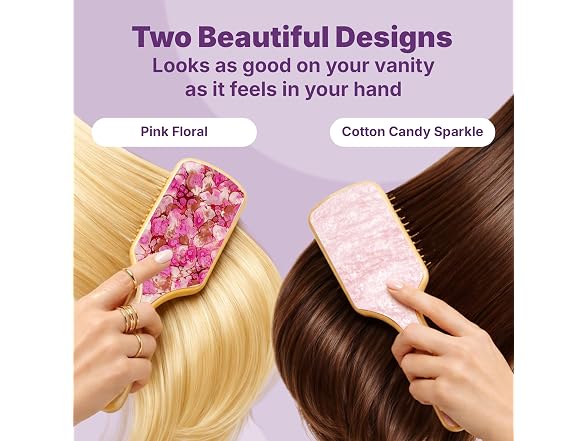 Goody Paddle Brush Pink Floral Bamboo Bristles