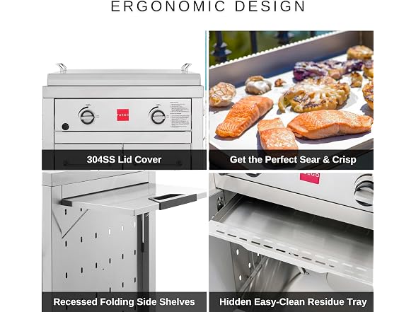 Fuego F27S-Griddle-NG 304SS Griddle Free Standing Gas Grill