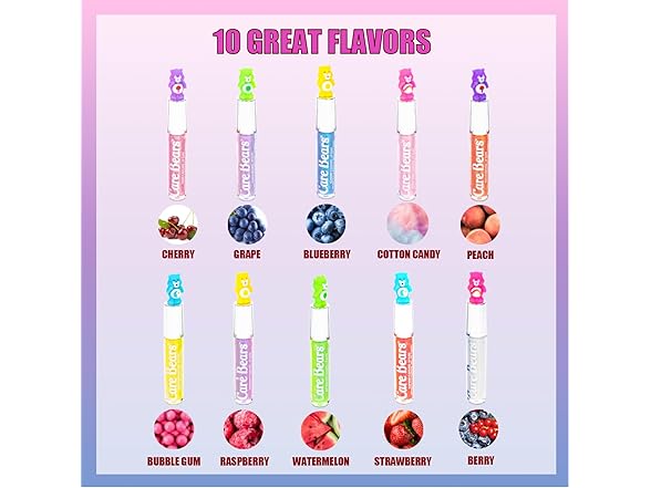 Care Bears 10 Piece Plant Based Lip Gloss