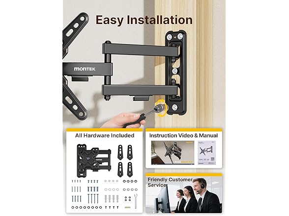 monTEK Full Motion TV Wall Mount Bracket | 13-43"
