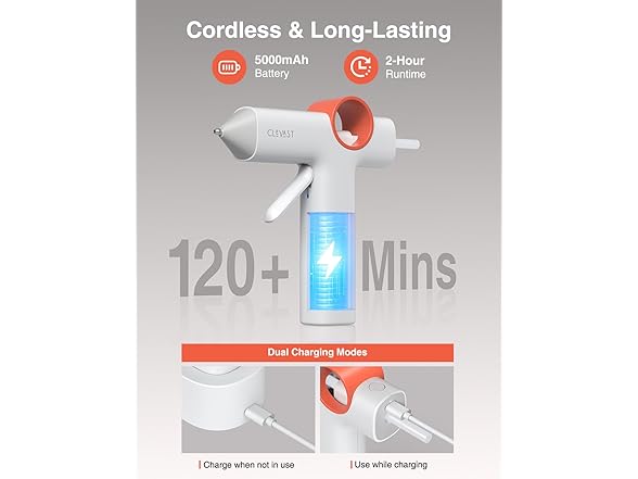 CLEVAST Cordless Hot Glue Gun