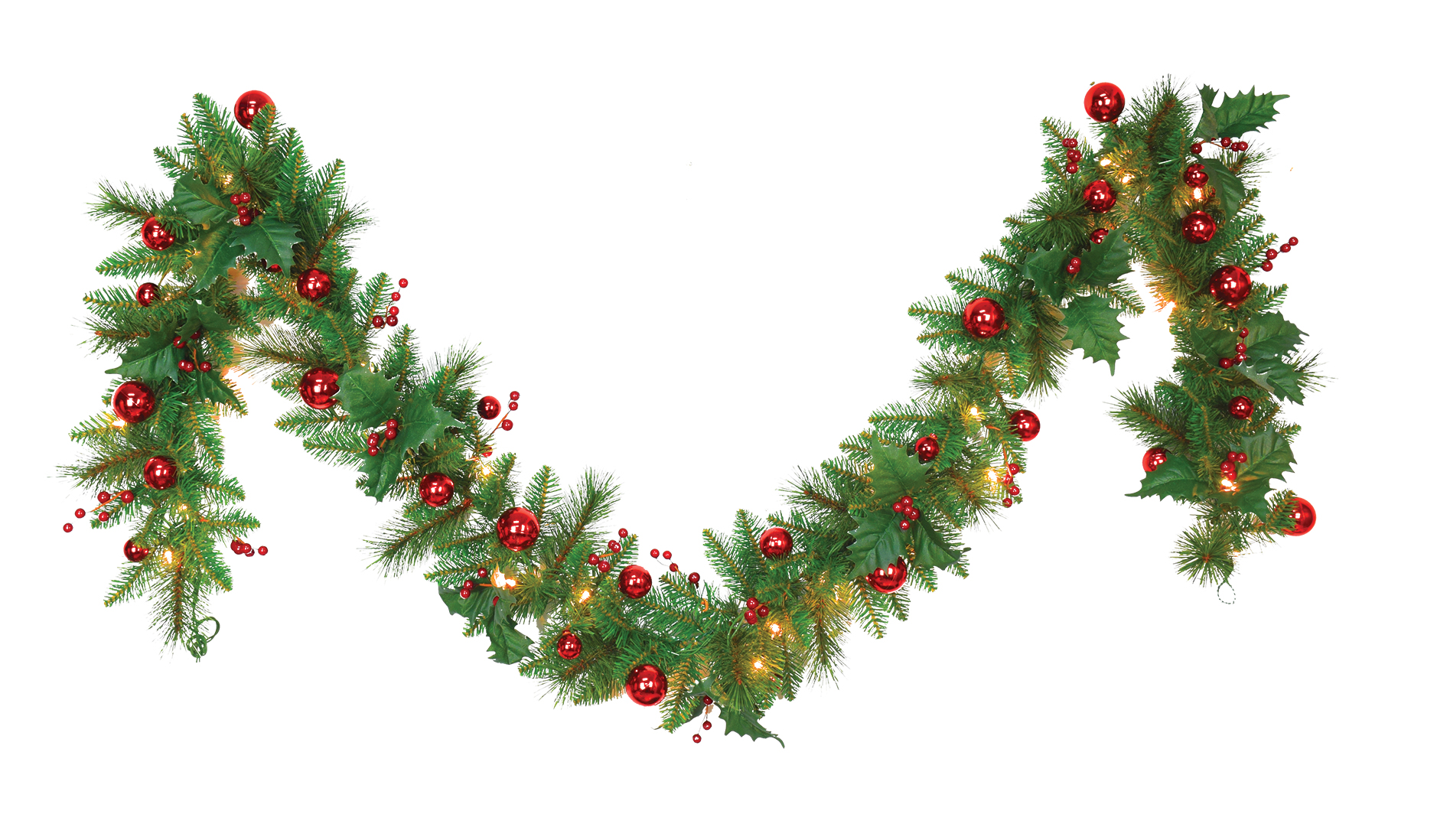 Santa's Workshop, Inc 10 x 9' Garland with Red Balls - Gallery 2