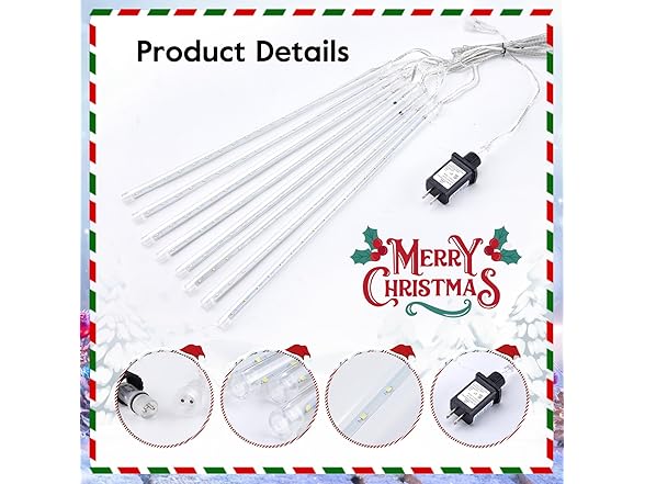 Minetom Meteor Shower Lights Outdoor, 16" 864 LED Icicle Lights