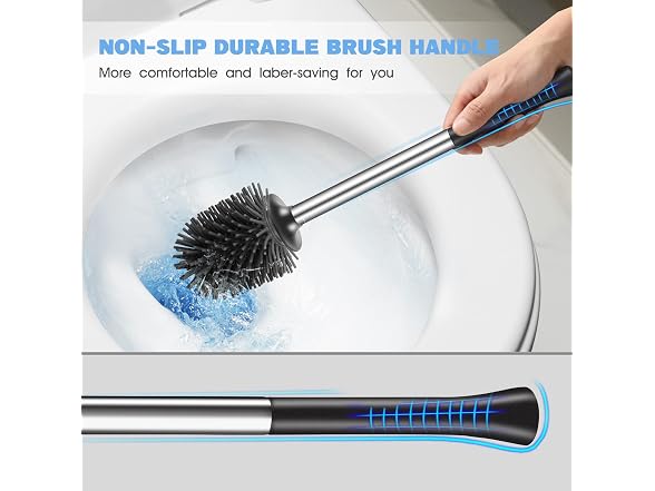 HAMITOR Silver Toilet Bowl Brush 2 Pack