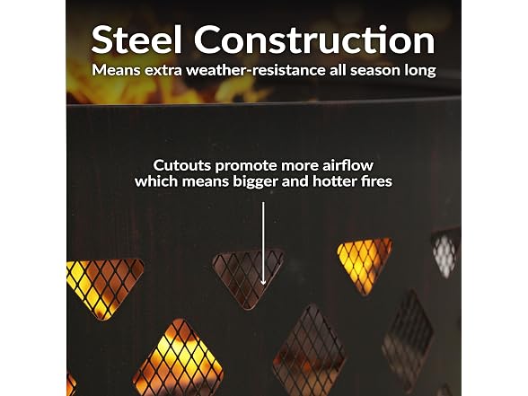 Sunnydaze Crossweave Large Round Outdoor Steel Metal Fire Pit Ring, 36"