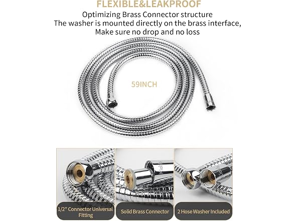 Klabb 59 Inch/150cm Stainless Steel Handheld Shower Hose