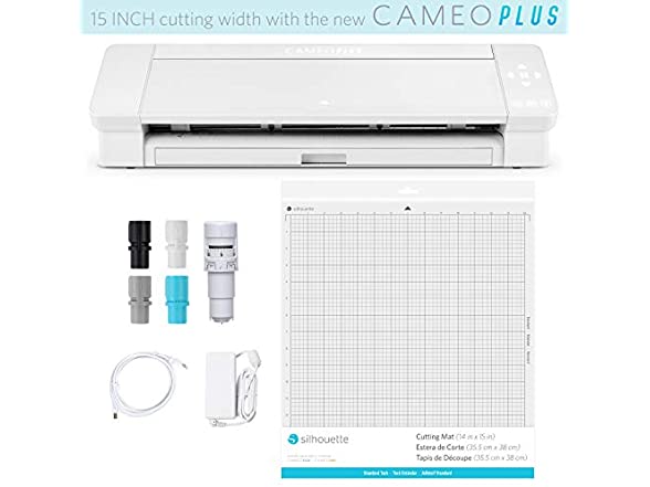 Silhouette White Cameo 4 PLUS - 15 w/ Blade Pack, 38 Sheets Vinyl