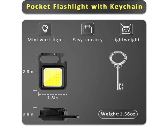 2-Pack Rechargeable Keychain Work Lights