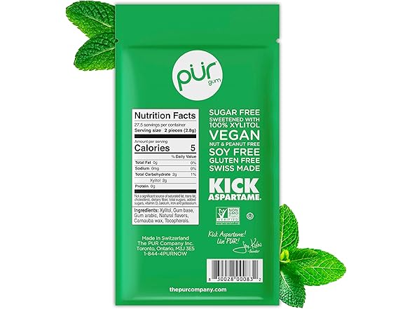 1PK PUR Gum | Aspartame Free Chewing Gum