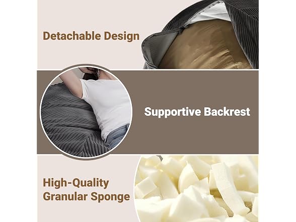 CangLong Plush Bean Bag Chair Dark Grey