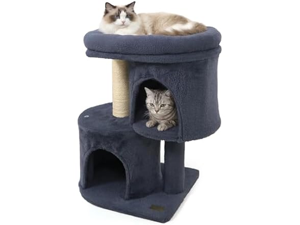DORTALA Cat Tree for Indoor Cats, 26-Inch Dk Grey