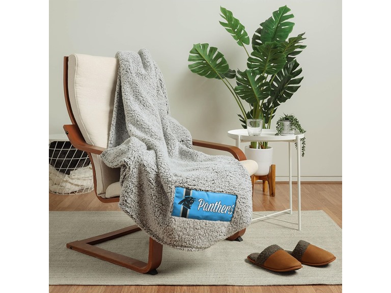FOCO Carolina Panthers NFL Big Logo Cloud Sherpa Blanket
