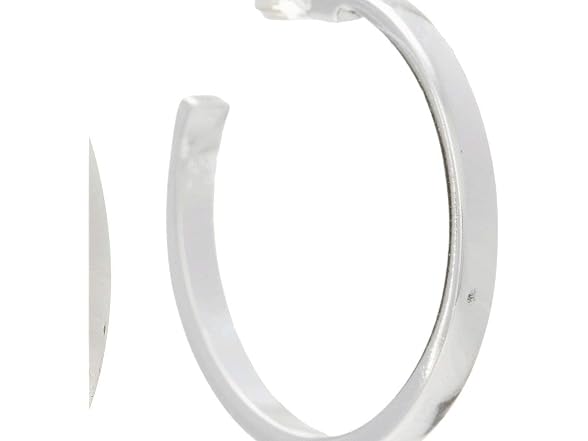 GUESS "Basic" Silver Logo Open Hoop Earrings