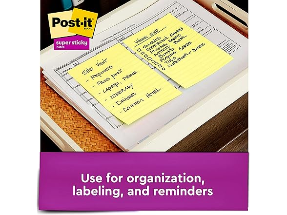 Post-it Super Sticky Lined Notes, 3 Sticky Note Pads