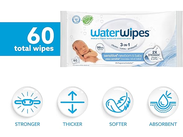 WaterWipes Sensitive Newborn Wipes 60ct