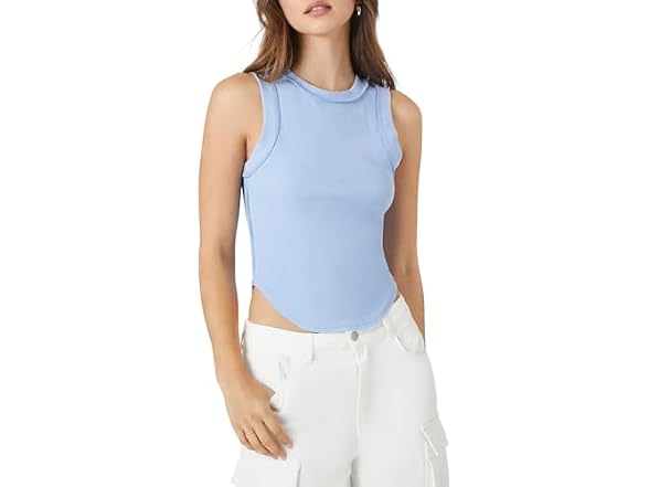 Forever 21 Cropped Curved-hem Tank Top